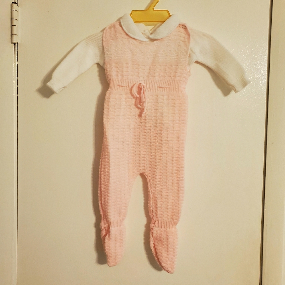 Vintage Soft Pink Knit Sweater Suit - 3 mon
